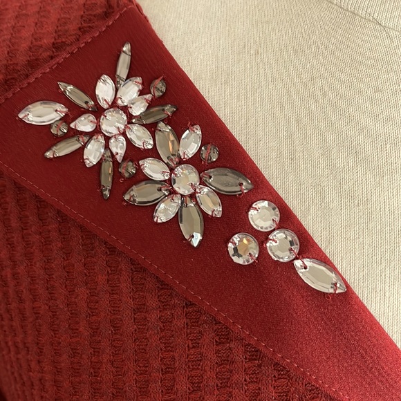 Soft Surroundings Valette Waffle Top with Rhinestone Embroidery NWT - Picture 2 of 8